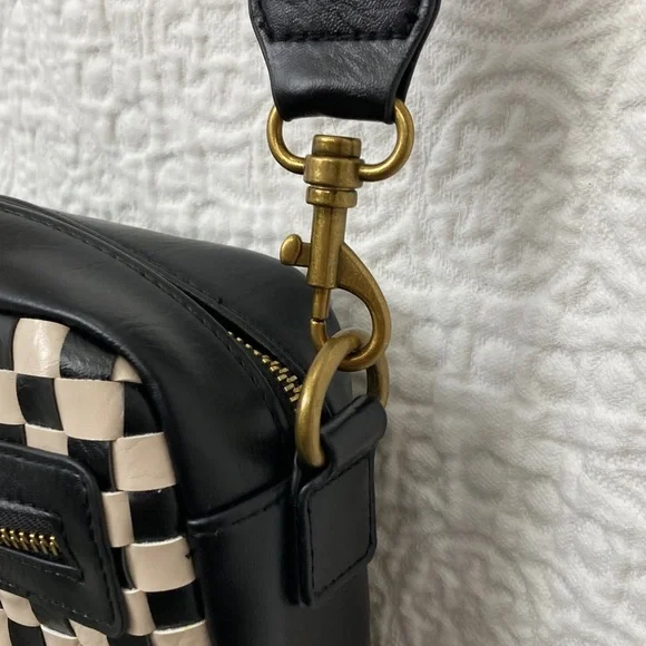 Universal Thread Checkered Black and Cream Crossbody Bag Faux Leather Cute 8 x 6 - Picture 6 of 12